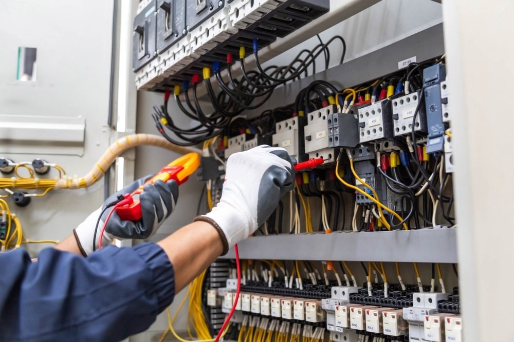 Elektricien geeft advies over installatie tijdens inspectie in Alphen.